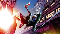 Miles Morales in Action - Spider-Man Into the Spider-Verse Wallpaper