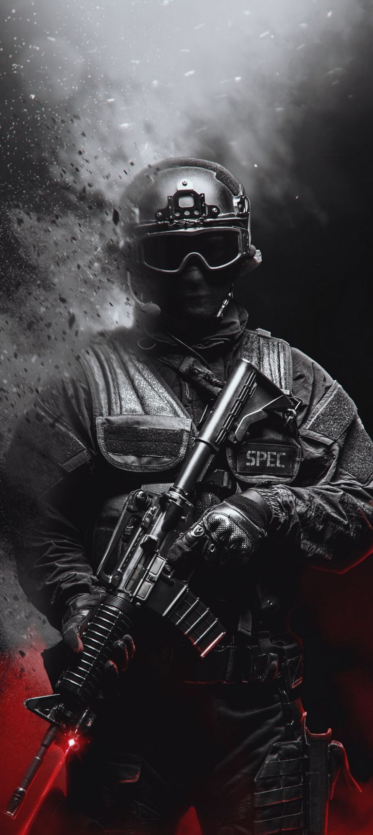 Epic Soldier Wallpaper: Dark Military Headgear & Action