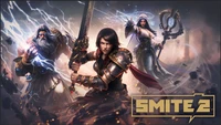 Stunning Smite 2 4K Wallpaper Featuring Zeus, Bellona, and Hecate