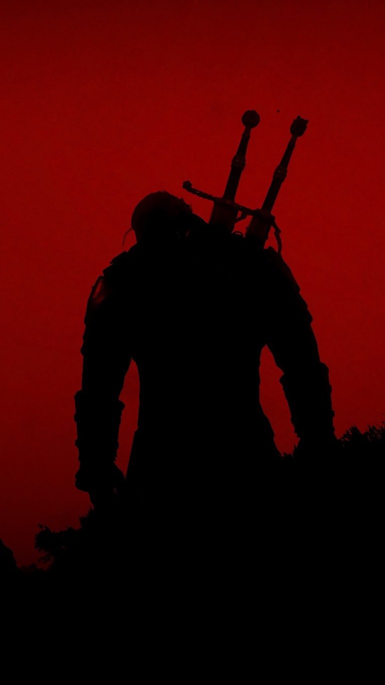 Download the Epic Geralt of Rivia Silhouette Wallpaper