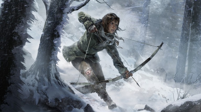 Explore the Thrilling 'Rise of the Tomb Raider' Winter Wallpaper featuring Lara Croft