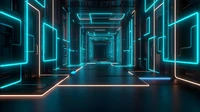 Explore Our Glowing Cyberpunk Corridor Wallpaper