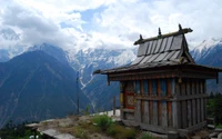 Breathtaking Wallpaper of a Mountain Temple