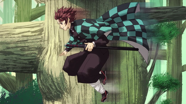 Tanjirou Kamado in Action - Free Wallpaper from Demon Slayer