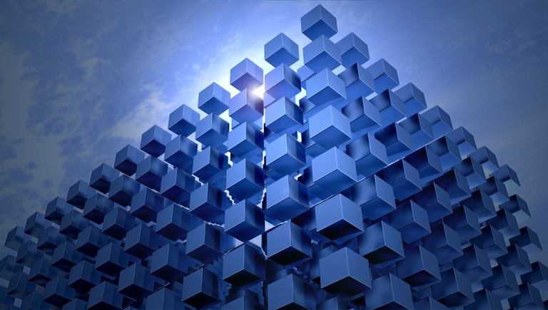 Download Our Striking 4K Blue 3D Cube Wallpaper