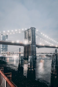 Magnifique Vue Nocturne du Pont de Brooklyn