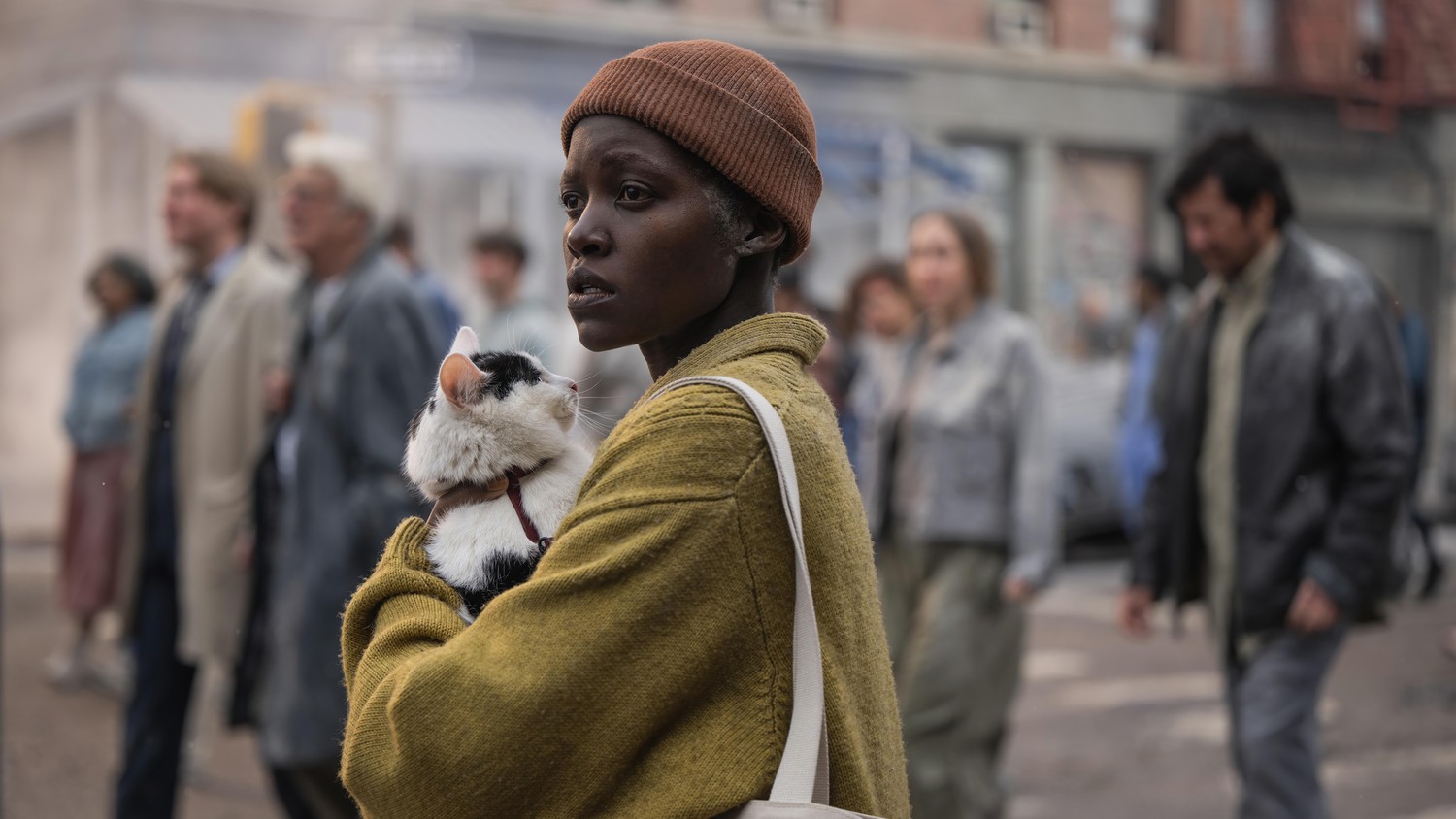 A Quiet Place Day One Wallpaper - Featuring Lupita Nyong'o and a Cat