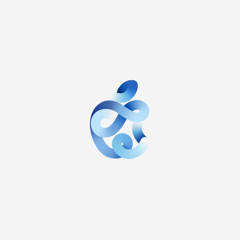 Download the Stunning Electric Blue Apple Logo Wallpaper