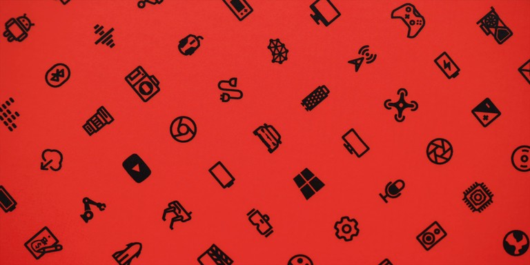 Vibrant Red Icon Pattern Wallpaper