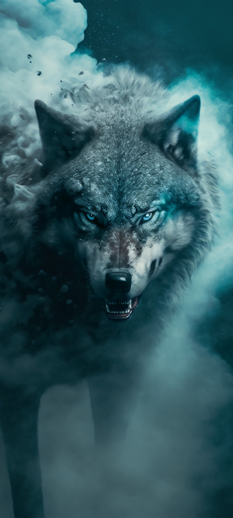 Download Majestic Electric Blue Wolf Wallpaper