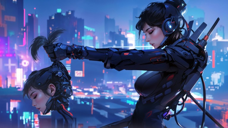 Explore Our Cyberpunk Sci-Fi Wallpaper with Futuristic Girls