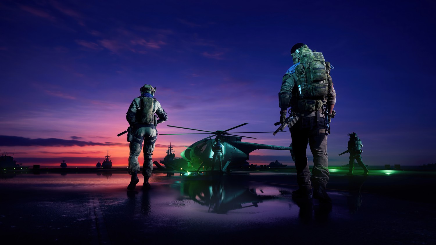 Epic Battlefield 2042 Wallpaper Featuring Soldiers and Helicopter