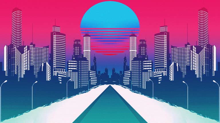 Stunning Neon City Landscape Wallpaper