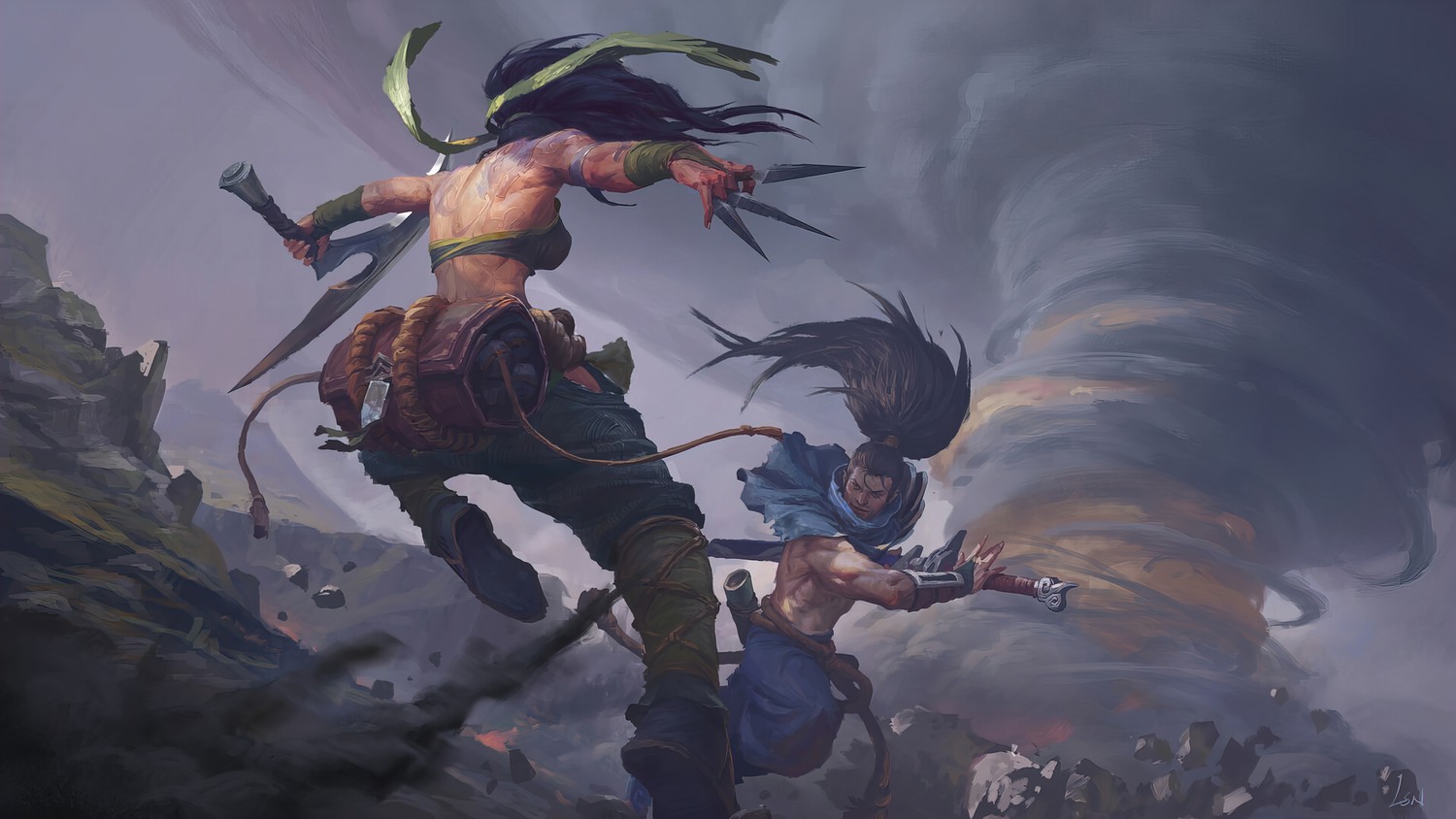 Download Stunning Akali and Yasuo Wallpaper from League of Legends