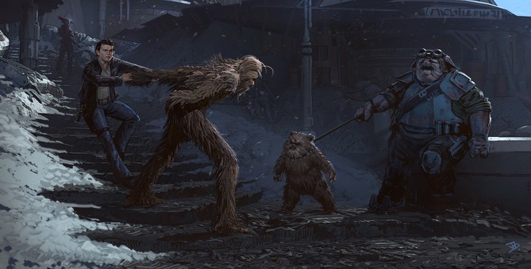 Explore Chewbacca & Han Solo in Dark Concept Art