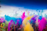 Vivez la Joie du Festival Holi avec Ce Fond d'Écran Coloré