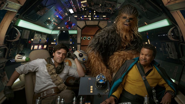 Star Wars: The Rise of Skywalker Wallpaper Featuring Chewbacca, Lando Calrissian, and Poe Dameron