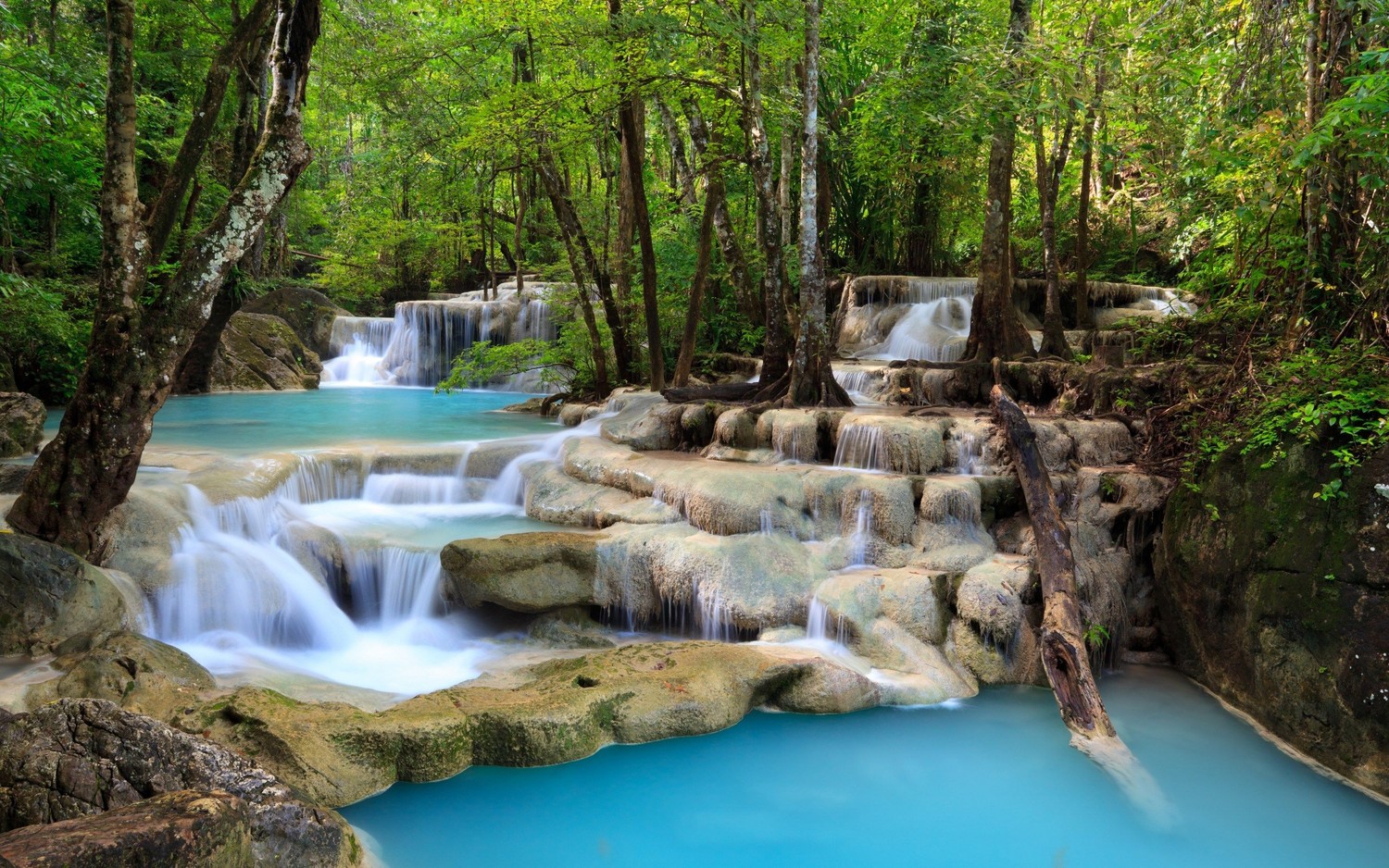 Download Stunning Erawan Waterfall Wallpaper