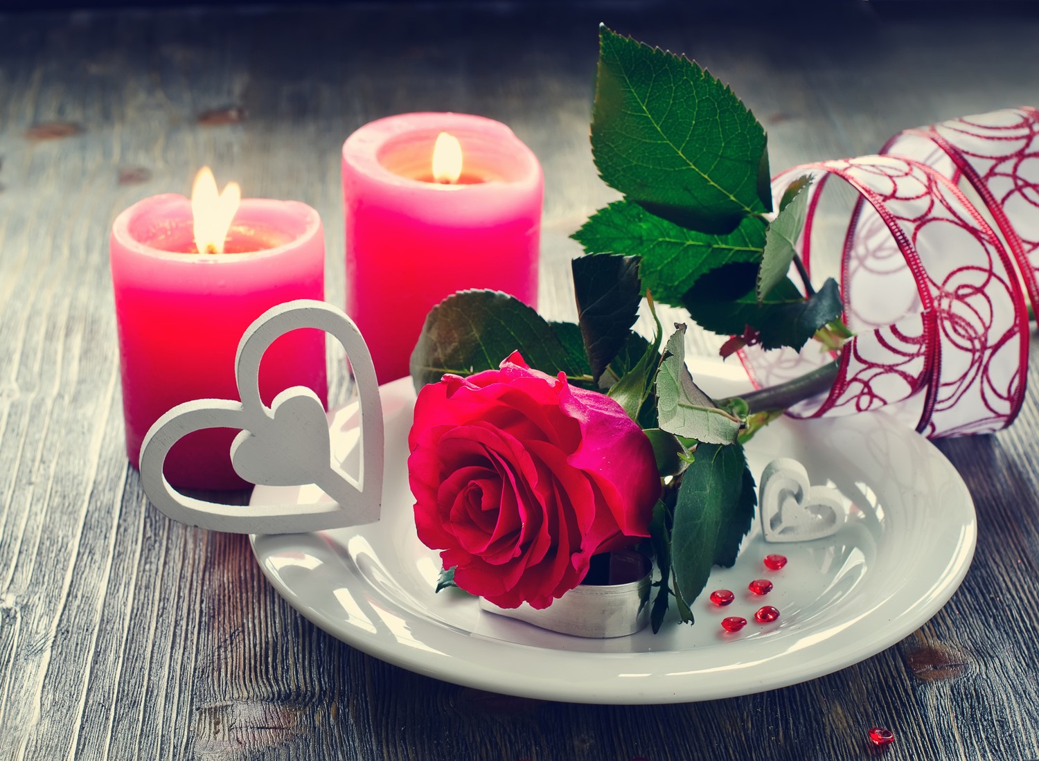 Beautiful Rose and Candle Still Life Wallpaper