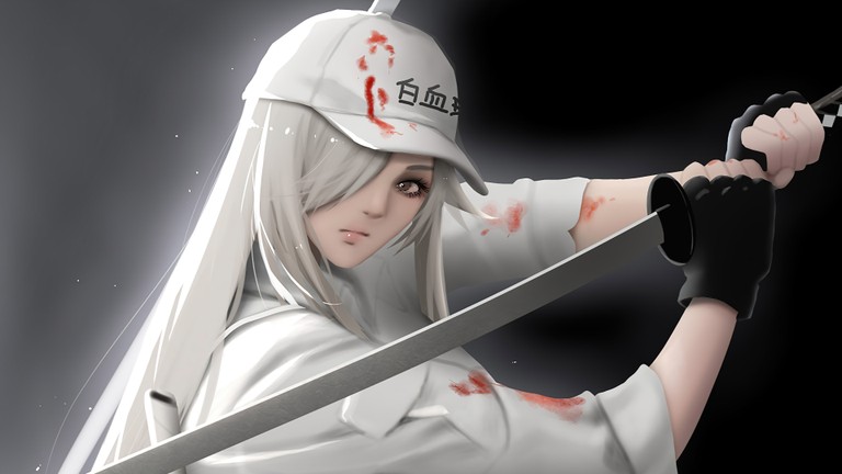 Download Cells at Work! Code Black Wallpaper Featuring the White Blood Cell Girl