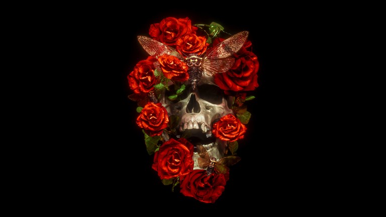 Download Our 5K Skull and Roses Wallpaper