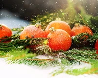 Beau Fond d'Ornements de Fruits de Noël