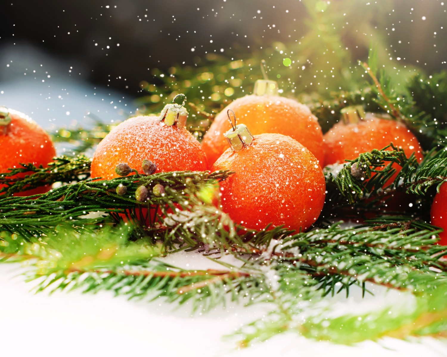 Beautiful Christmas Fruit Ornaments Wallpaper