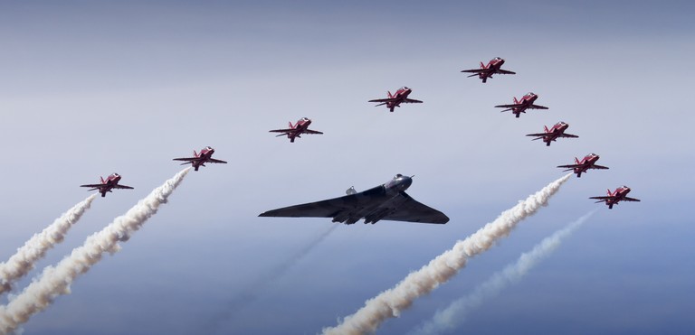 Download Stunning Avro Vulcan and F/A-18 Hornet Air Show Wallpaper