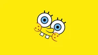 Minimalist SpongeBob SquarePants Wallpaper in Vibrant Yellow