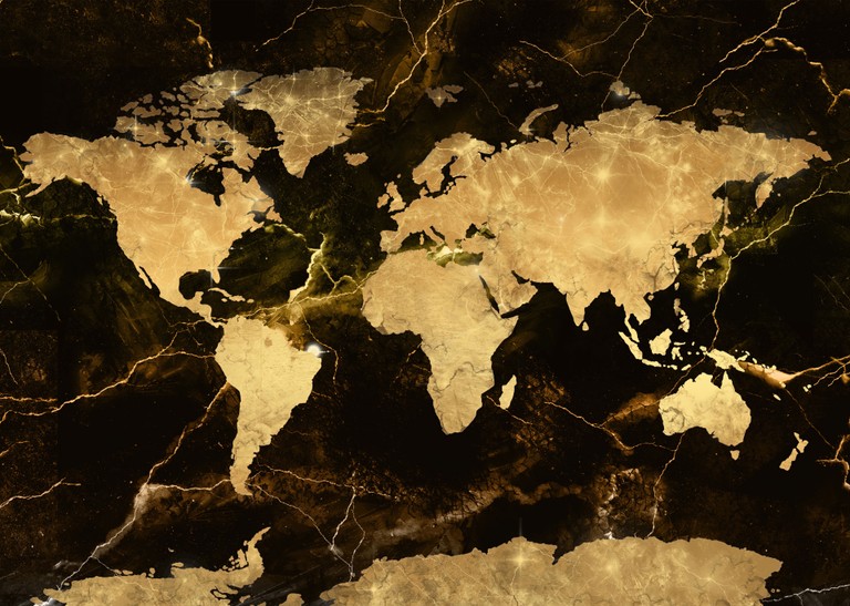 Download Our Exquisite Golden World Map Wallpaper in 4K