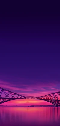 Download Stunning Purple Sunset Wallpaper Featuring a Majestic Bridge