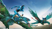 Avatar: The Way of Water Wallpaper - Jake Sully and Neytiri in Action