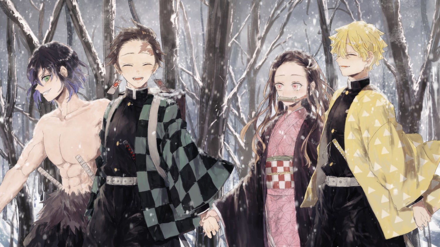 Vibrant Kimetsu no Yaiba Wallpaper Featuring Your Favorite Characters