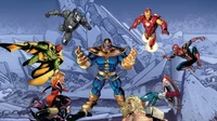 Fond d'Écran Épique des Comics Marvel avec Thanos et des Héros