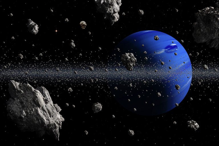 Download Beautiful Asteroid Belt and Blue Planet Wallpaper