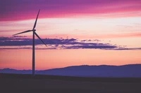 Hermoso Fondo de Pantalla de Molino de Viento: Serenidad al Atardecer