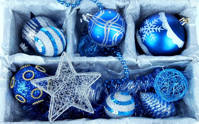 Stunning Blue Christmas Ornaments Wallpaper