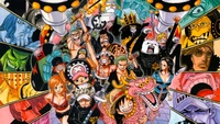 Fondo de Pantalla de One Piece con Piratas de Sombrero de Paja y Corazón