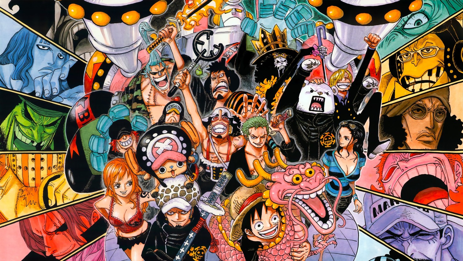 One Piece Wallpaper Featuring Straw Hat and Heart Pirates