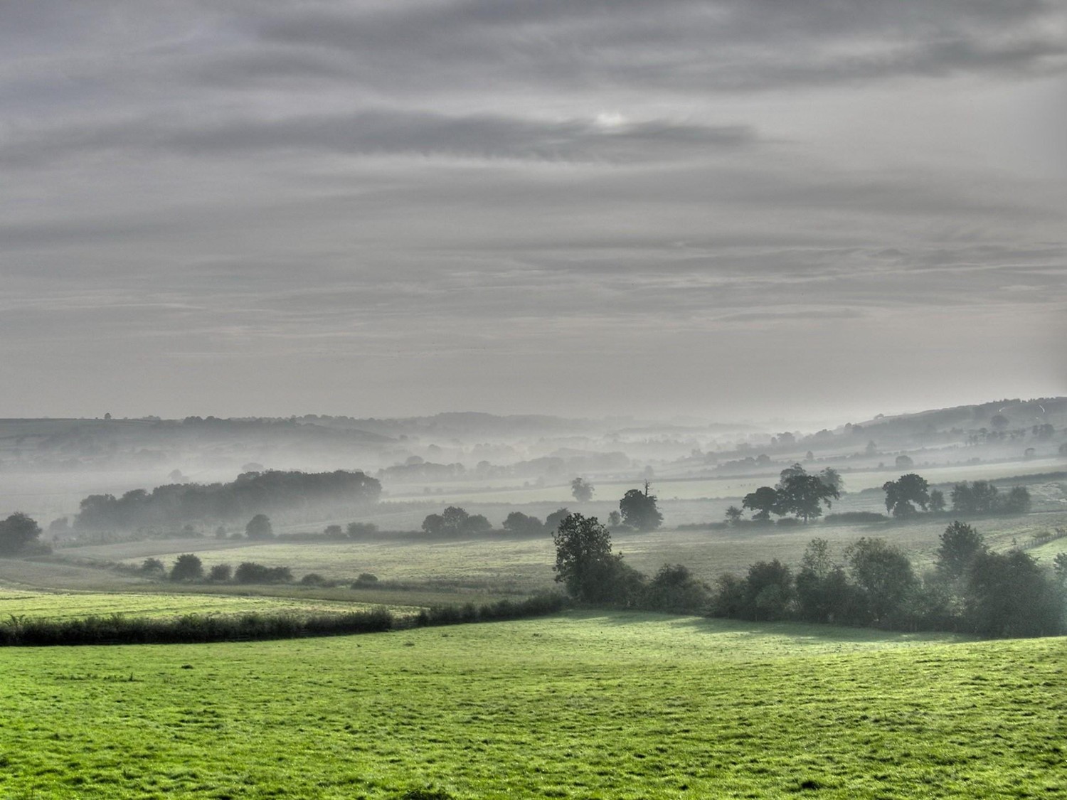 Download Our Serene Misty Highland Landscape Wallpaper