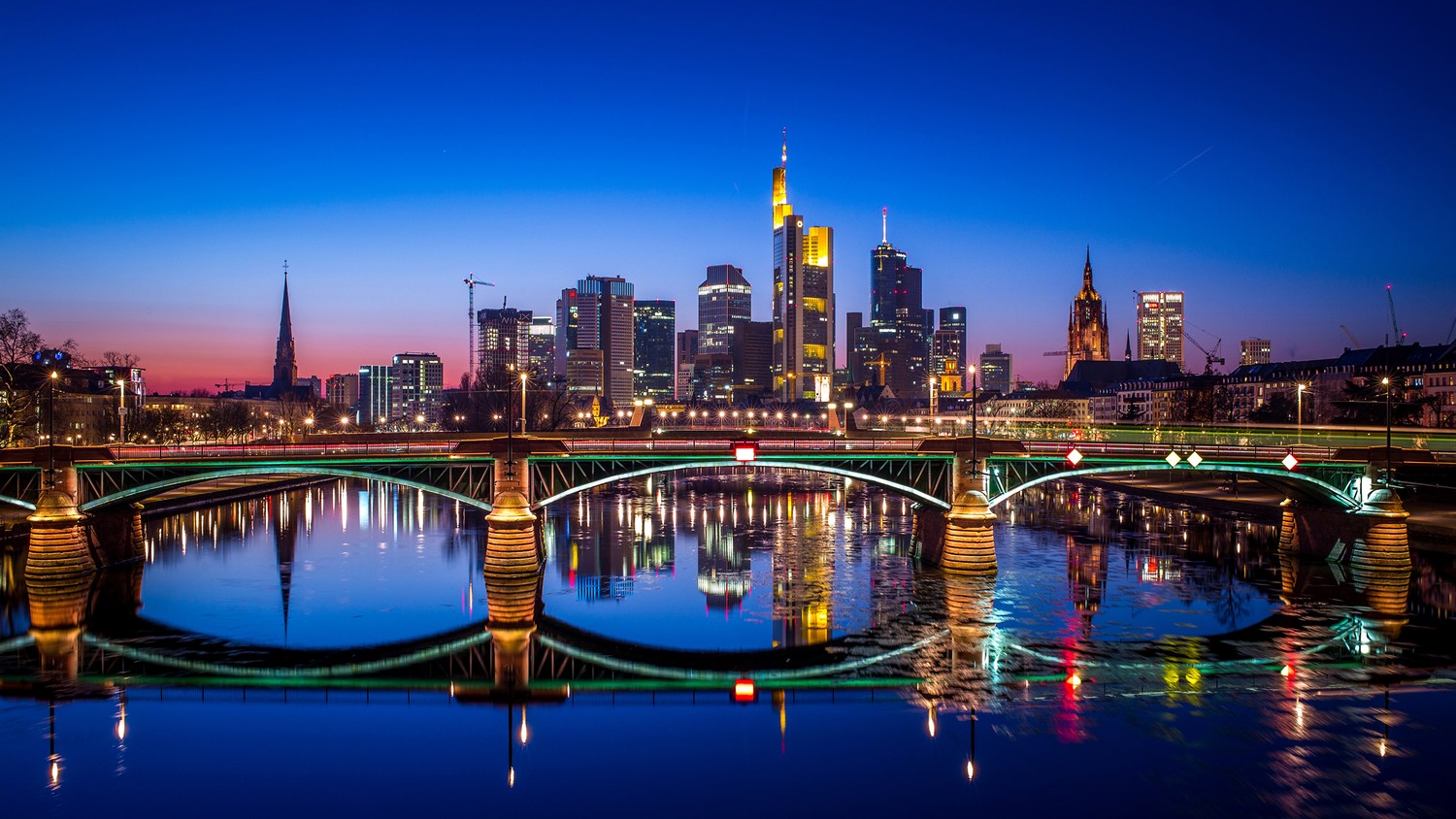 Frankfurt Skyline at Dusk - Beautiful Cityscape Wallpaper