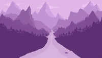 Explora nuestro fondo de pantalla de paisaje montañoso morado minimalista