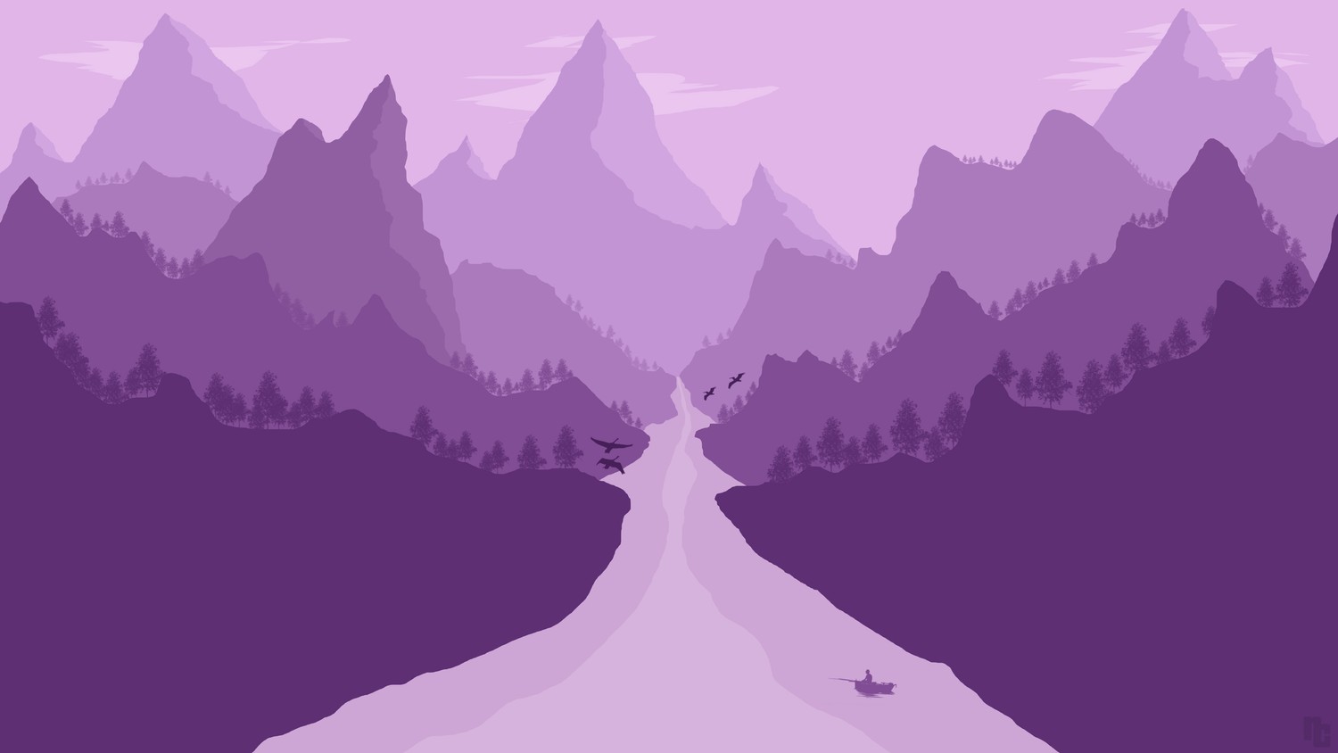 Explore Our Minimalistic Purple Mountain Landscape Wallpaper