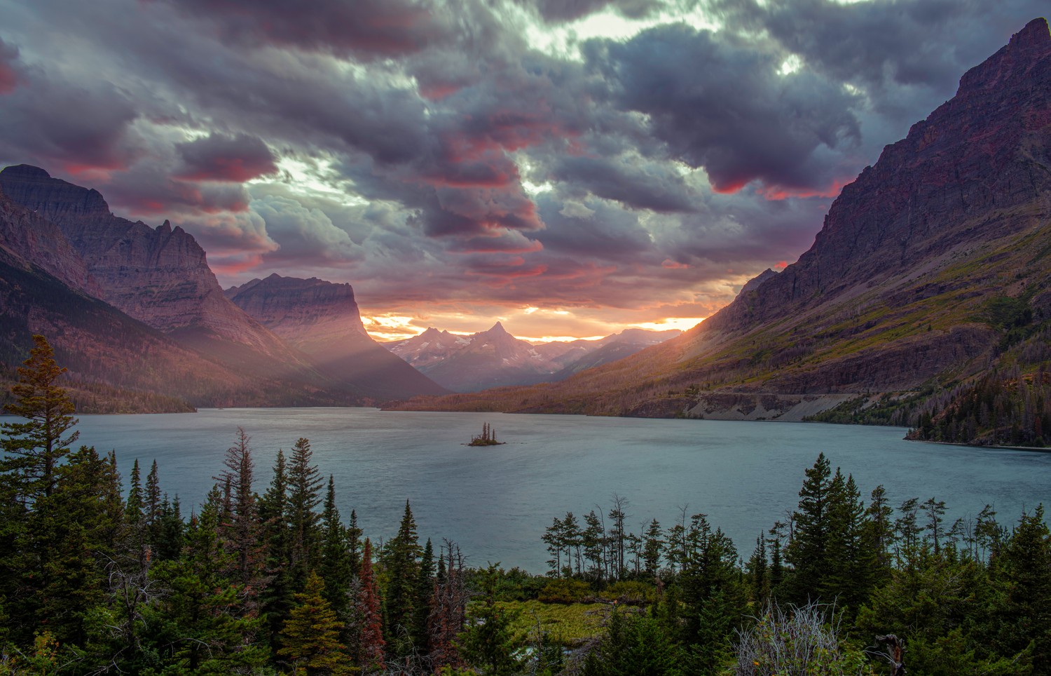 Breathtaking View of Saint Mary Lake at Glacier National Park