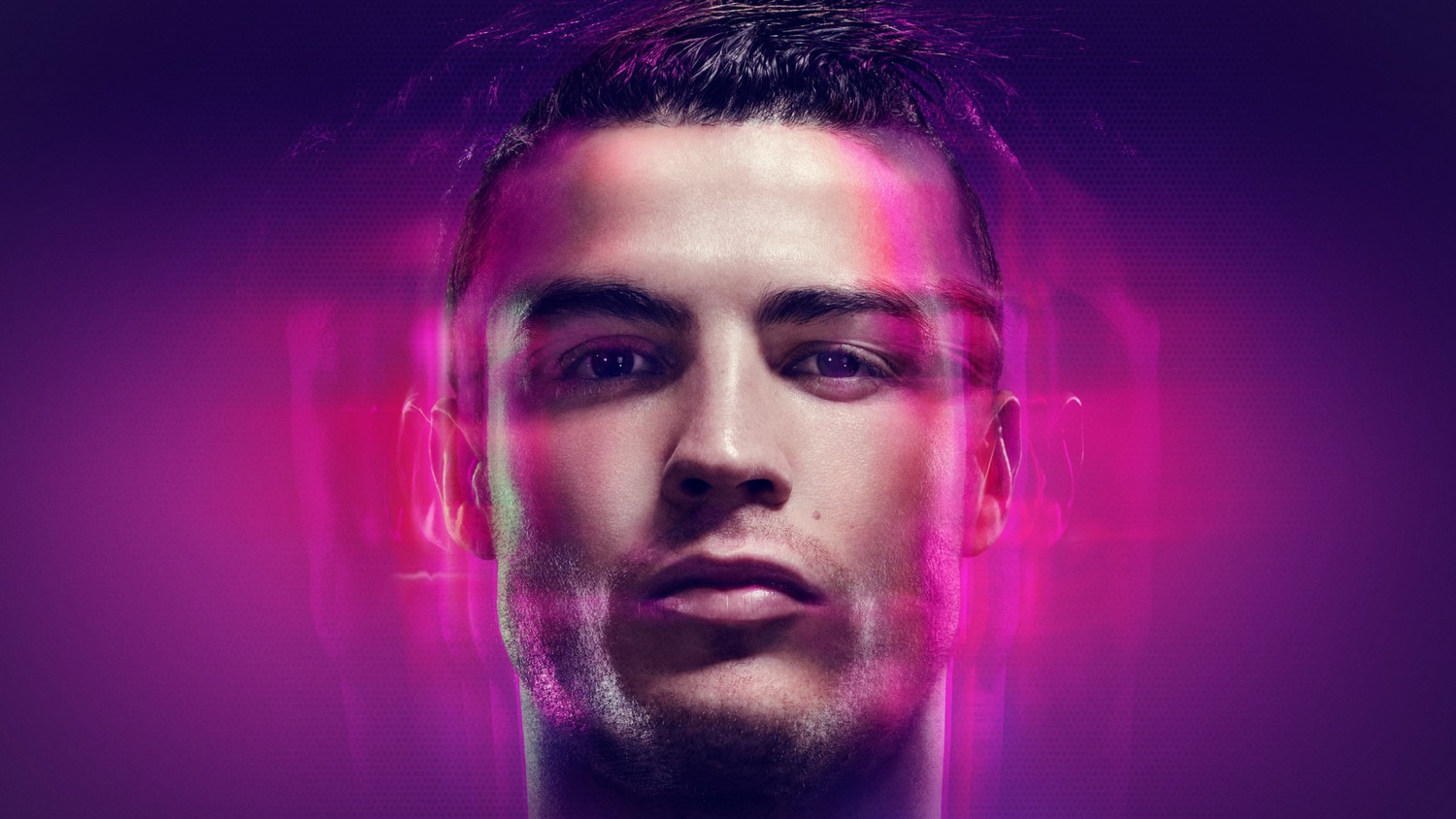 Vibrant Cristiano Ronaldo Neon Wallpaper with Pink Background