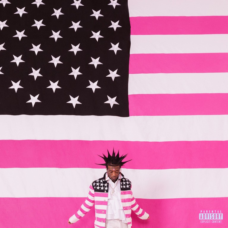 Lil Uzi Vert 4K Wallpaper: Pink Tape Meets American Flag