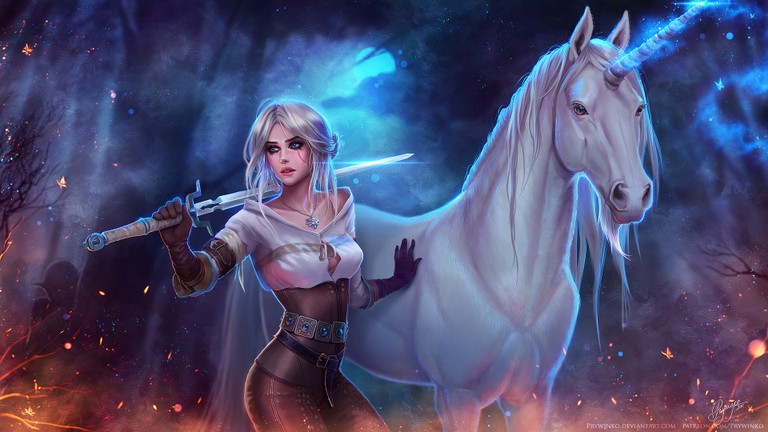 Ciri and the Mythical Unicorn: A Stunning Illustration from The Witcher 3