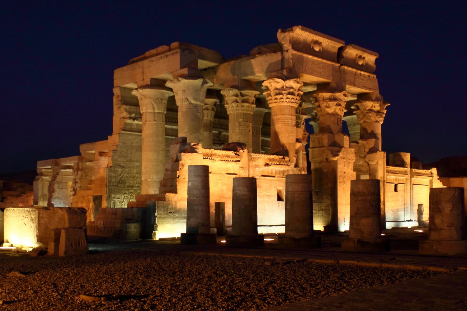 Explore the Ancient Egyptian Temple by the Nile at Night