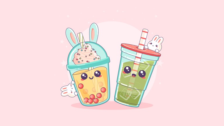 Adorable Kawaii Bubble Tea Wallpaper in 4K