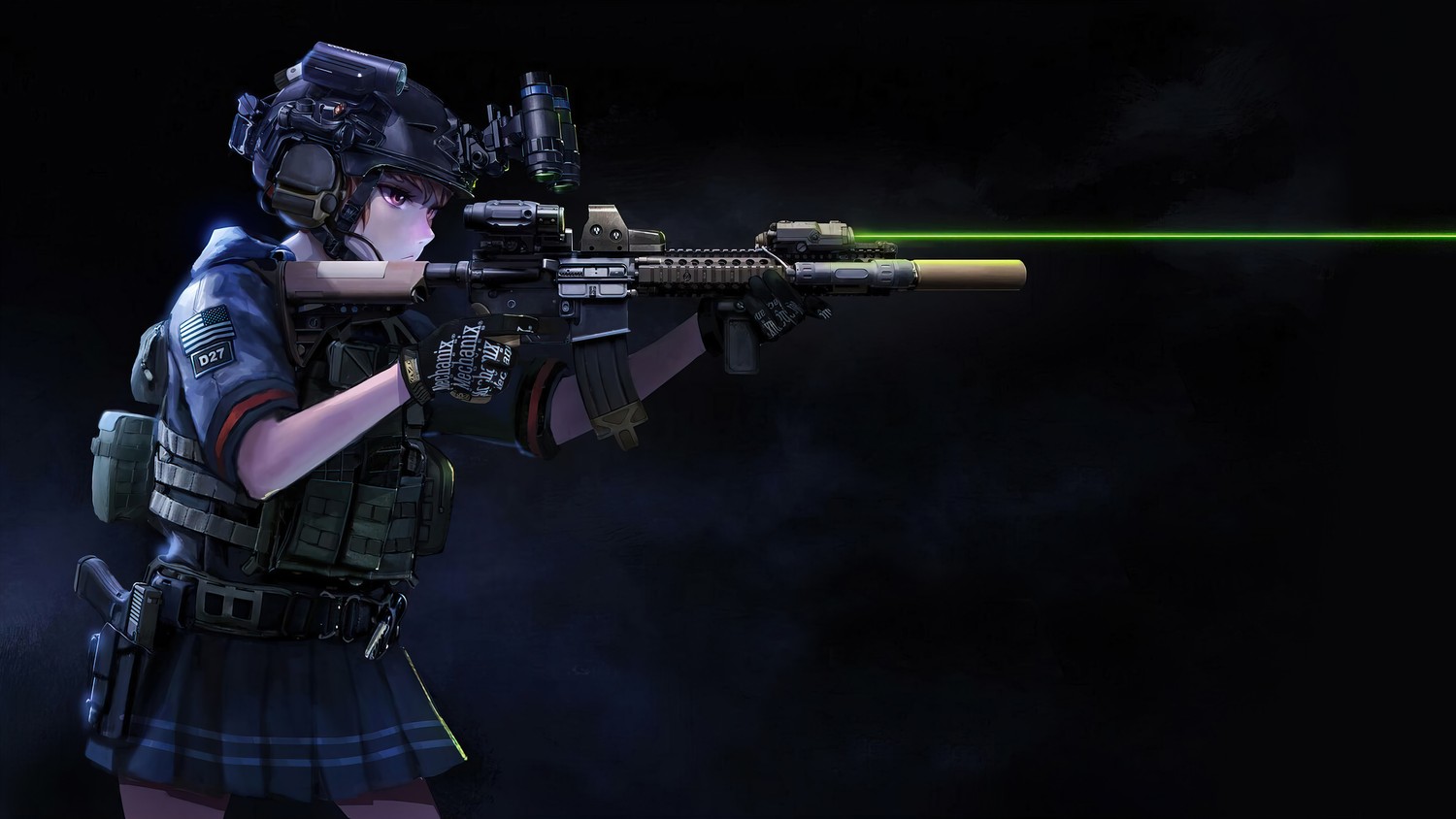 Anime Soldier Wallpaper Featuring MK18 Mod1